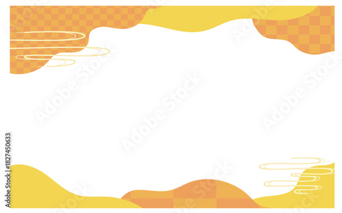 黄色い和風背景フレームイラスト