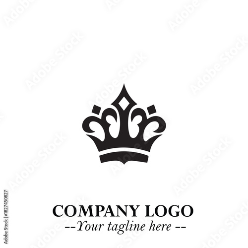 Elegant Black Crown Logo Symbol on a Clean White Background for Premium Branding Design