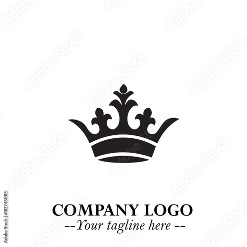 Elegant Black Crown Logo Symbol on a Clean White Background for Premium Branding Design