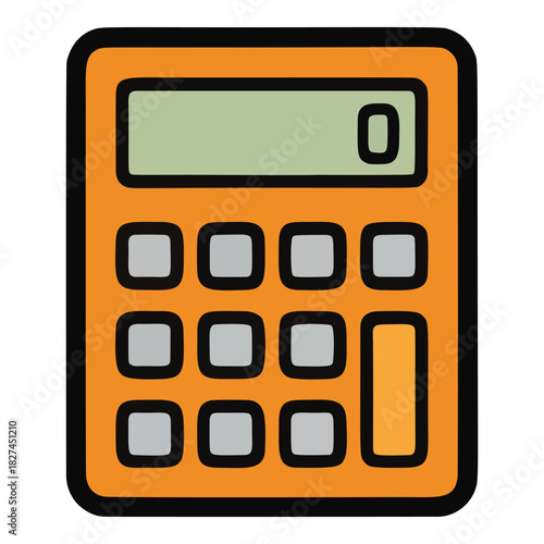 Orange Calculator with Black Outline Displaying Zero.