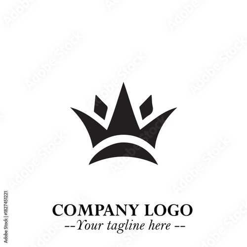 Elegant Black Crown Logo Symbol on a Clean White Background for Premium Branding Design