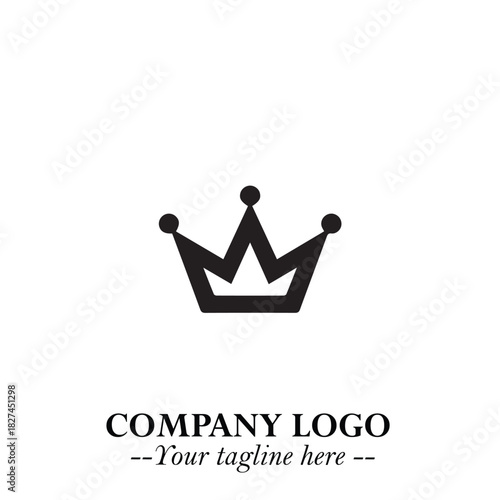 Elegant Black Crown Logo Symbol on a Clean White Background for Premium Branding Design