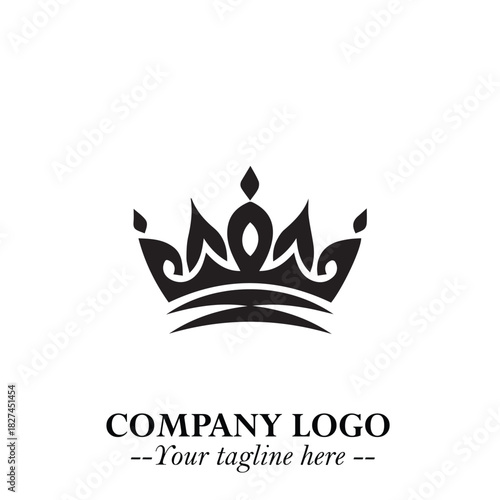 Elegant Black Crown Logo Symbol on a Clean White Background for Premium Branding Design
