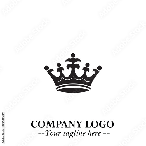Elegant Black Crown Logo Symbol on a Clean White Background for Premium Branding Design