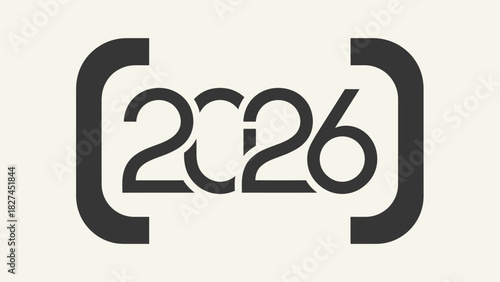 Stylish 2026 Modern Numeric Graphic Design Element