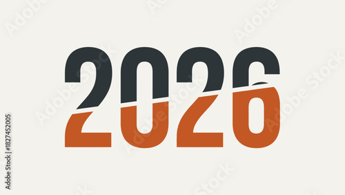 Two Thousand Twenty Six Modern Split Color Year Design