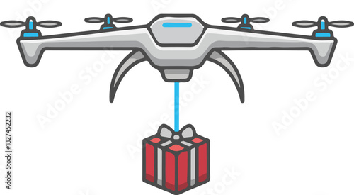 Last-Mile Flying Solution - Drone-Style Device Affixed with Wrapped Goods Supply