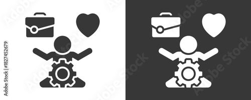 Work Life Balance Icon Set Vector Collection Isolated In Black And White