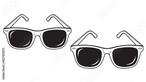 Two pairs of retro sunglasses classic eyewear design isolated on white background