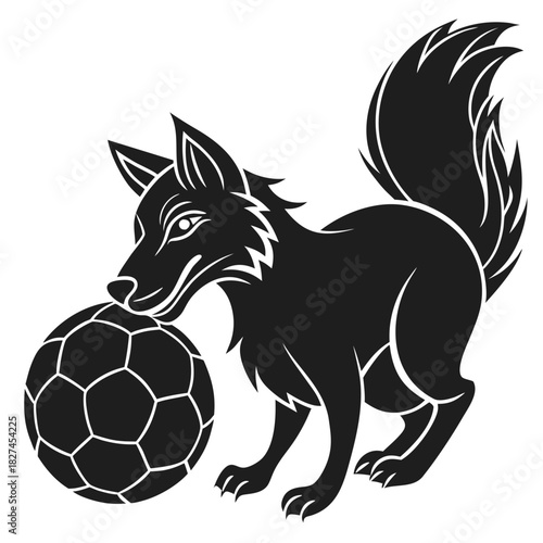 Stylized fox illustration with soccer ball, sports mascot design