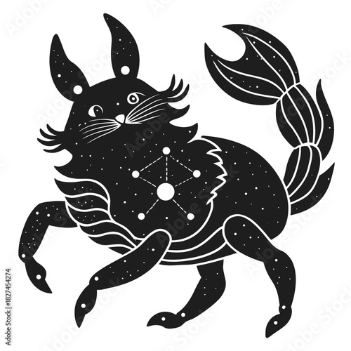 Mystical zodiac scorpion illustration with celestial star pattern
