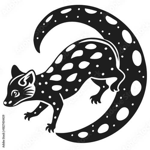 Spotted animal on crescent moon illustration. nocturnal mammal