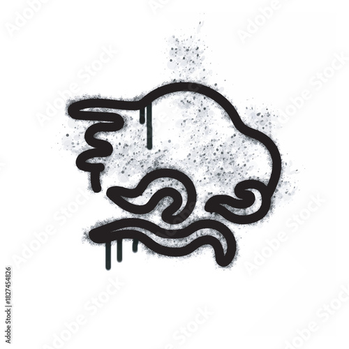 Graffiti wind icon with spray can isolated on white background. Graffiti wind icon with spray can black on white.
