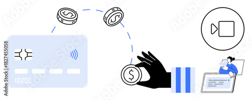 Digital payment concept. Digital payment connecting credit cards, online transfers, and seamless remote interactions. Digital payment supports e-commerce, banking, and financial apps. For fintech