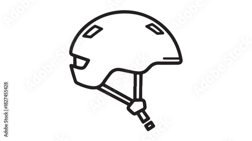 Minimalist bicycle helmet icon simple line art vector illustration isolated on white background for safety and design