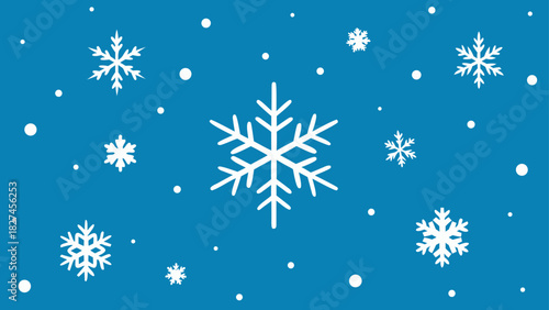 White snowflakes and dots scattered on a blue background creating a wintery festive scene image art
