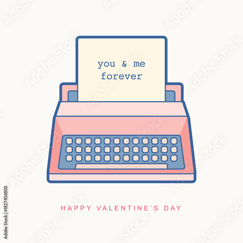 Retro typewriter typing a romantic short message. Nostalgic, aesthetic, and perfect for Valentine stationery and branding.