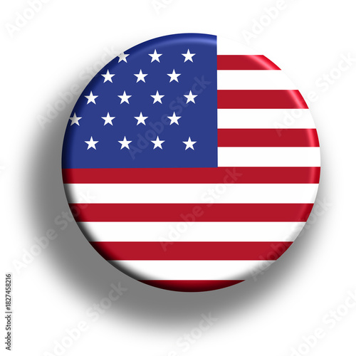 American flag round button United States icon graphic element