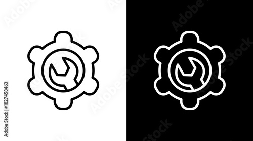 Maintenance White Icon Set Vector 