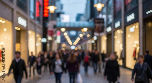 Wallpaper Mural City Pedestrian Zone Blur – Blurred urban shopping lane filled with walking crowds Torontodigital.ca