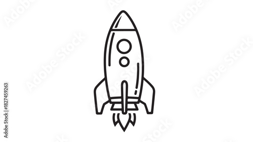 Simple rocket icon line art vector illustration for startup projects isolated on white background