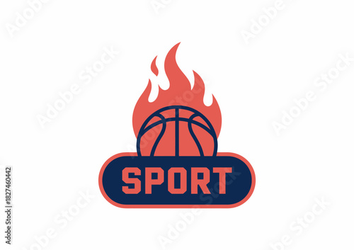 An exciting basketball logo featuring a flame design that illustrates energy and championship spirit, perfect for sports branding and promotional materials.