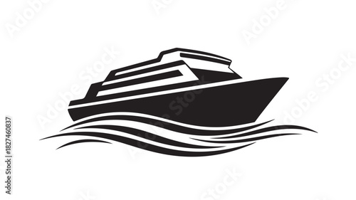 Cruise ship vector illustration simple black and white design isolated on white background