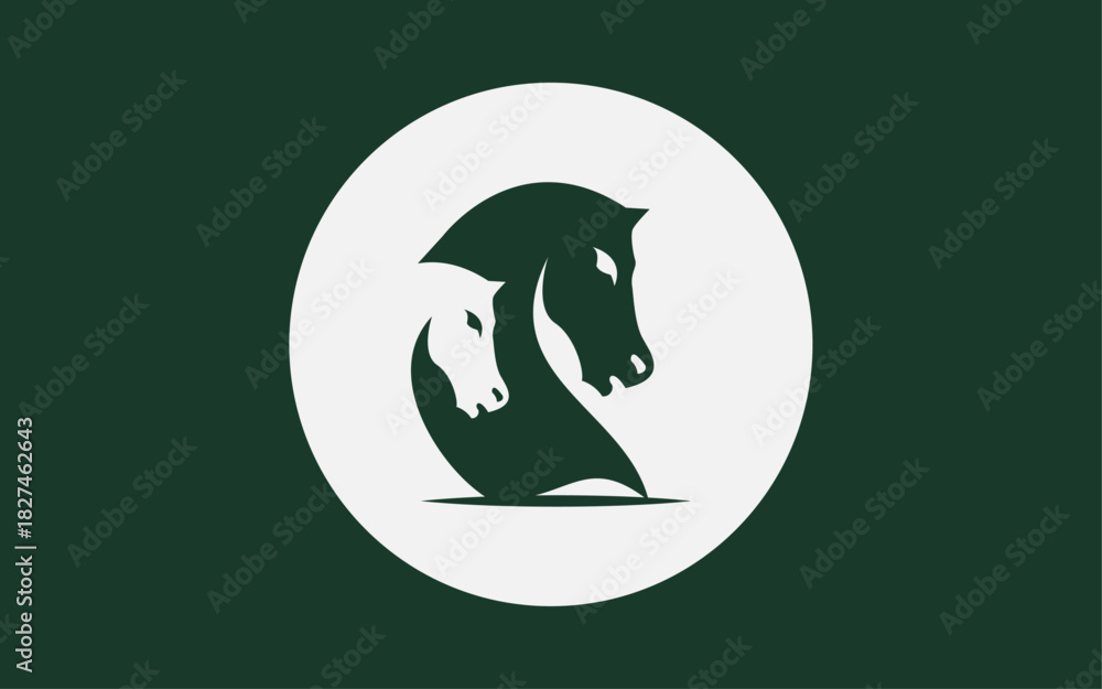 Fototapeta premium Horse O Negative Sapace Vector Icon Black Back Ground