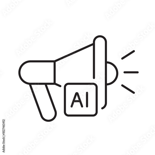 A vector icon representing a report of violations in AI use, created in line style with editable stroke