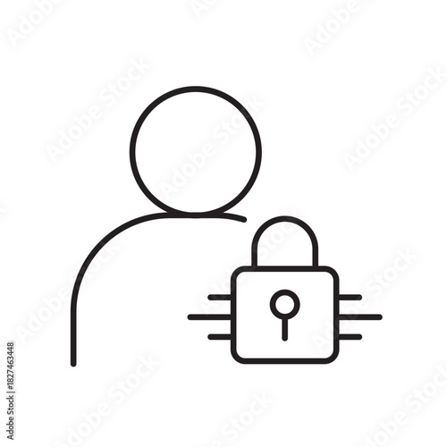 A vector icon representing personal privacy in AI systems, created in line style with editable stroke