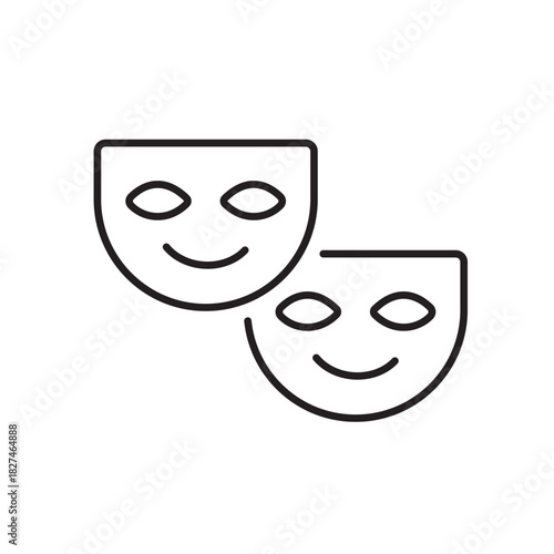 A vector icon representing anonymization with traditional masks, created in line style with editable stroke