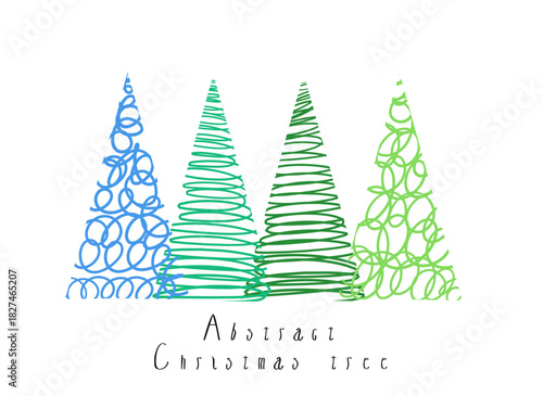 Christmas tree linear icons set on a white background.