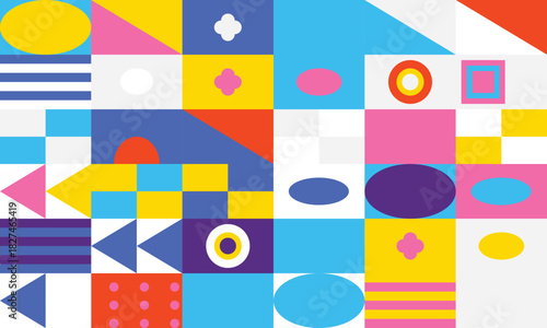 Abstract Geometric Design with Horizontal Stripes and Triangle Shape Graphic