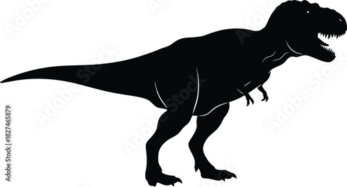Tyrannosaurus rex silhouette on white background graphic illustration