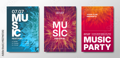 Musical party posters set. Colorful templates for your event.