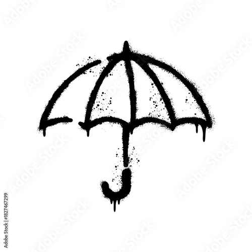 Graffiti umbrella spray isolated on white background.