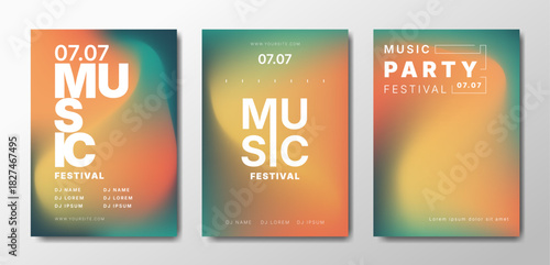 Musical party posters set. Colorful templates for your event.