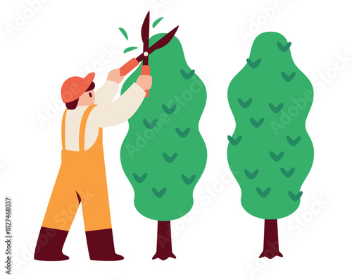 Illustration of a person tending to plants