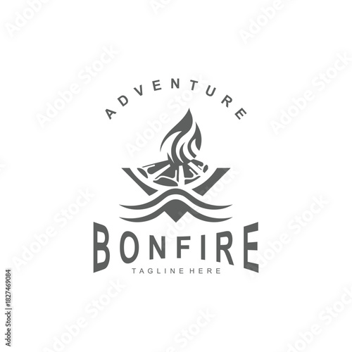 Bonfire Logo Design wood and fire camping adventure vintage illustration