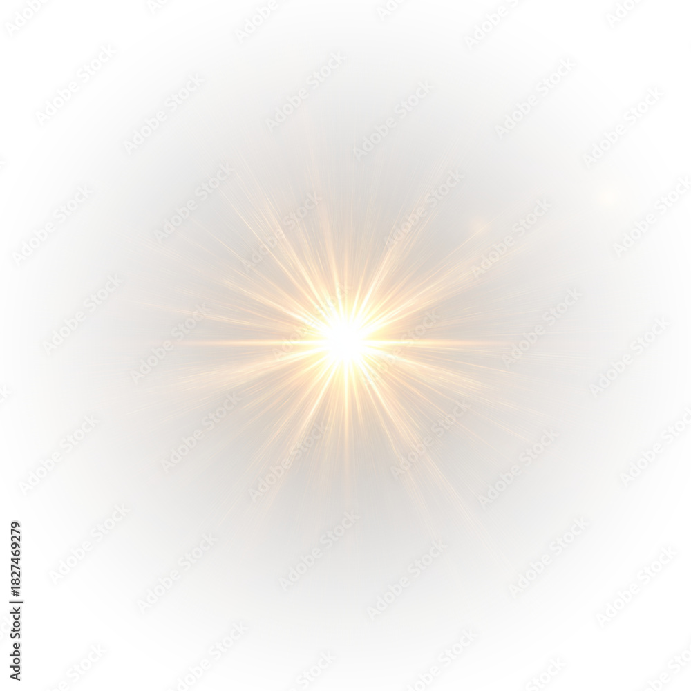 Obraz premium A sparkling gold star emits fine glitter that floats softly outward. Its luminous halo creates a dreamy glow. A refined highlight for festive or fantasy designs. PNG