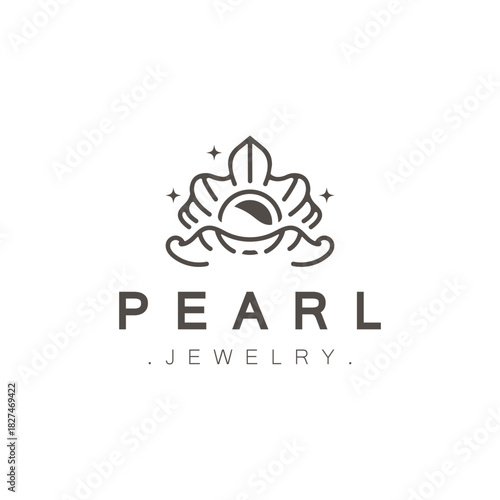 Pearl Shell or jewelry logo elegant and luxury beauty and fashion