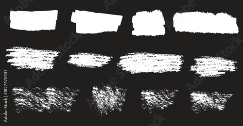 Grunge inspired abstract sketch frame elements created with chalk like hand drawn strokes