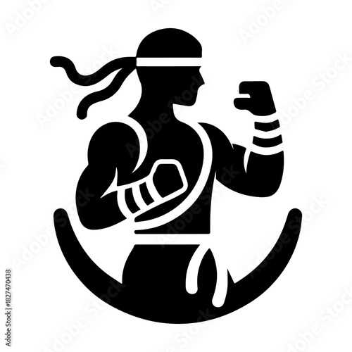 Muay Thai Fighter Silhouette: Strength and Focus in Action.