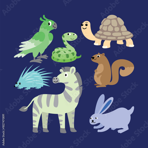 Animals stock vector design. Cute animals illustration.