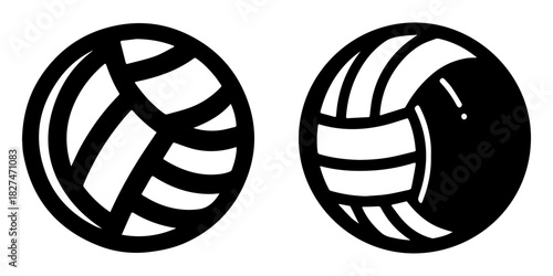 Volleyballs in Black and White: Two Sporty Ball Designs.