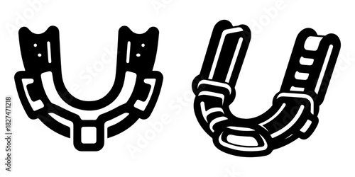 Protective Mouthguard Icon Set: Sports Safety and Dental Protection.