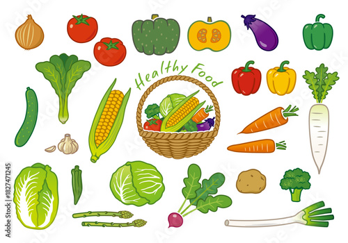 野菜　イラスト　アイコンセット　ベクター