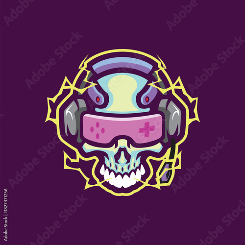 Skull mascot logo design vector. Skull gamer illustration for sport and esport team.