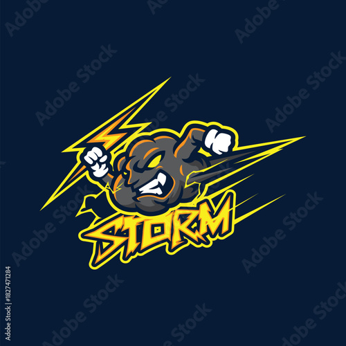 Storm mascot logo design vector. Angry storm illustration for sport and esport team.