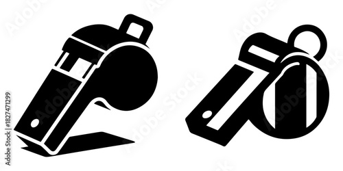 Whistle Icons: A Pair of Black and White Illustrations.